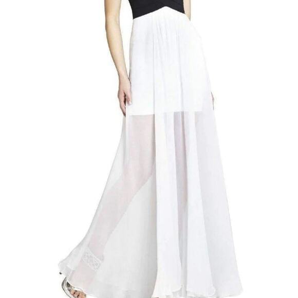 BCBGMAXAZRIA Giovanna Silk Blend Gown Dress White Black Size S - Picture 3 of 7